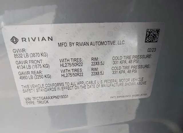 7FCTGAAAXPN019331 2023 2023 Rivian R1T- Adventure Quad Moto 9