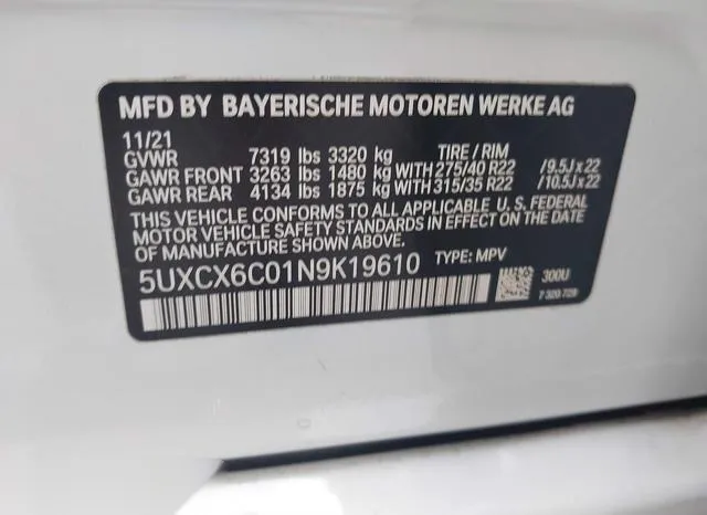 5UXCX6C01N9K19610 2022 2022 BMW X7- M50I 9