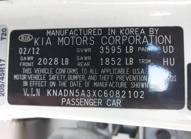 KNADN5A3XC6082102 2012 2012 KIA Rio- 5-Door SX 9