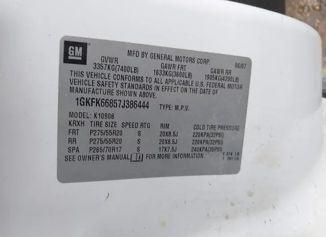 1GKFK66857J386444 2007 2007 GMC Yukon Xl 1500- Denali 9