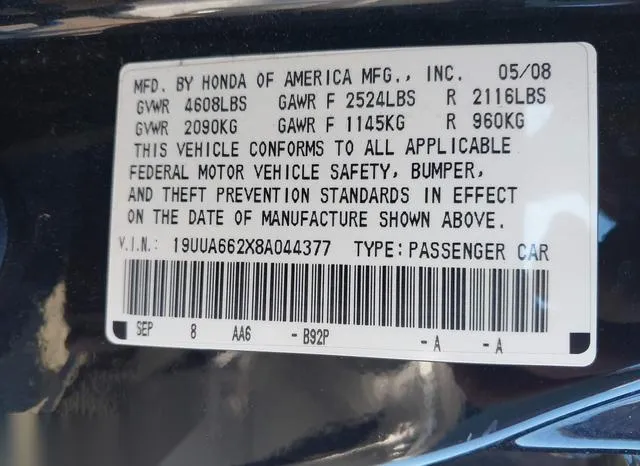 19UUA662X8A044377 2008 2008 Acura TL- 3-2 9