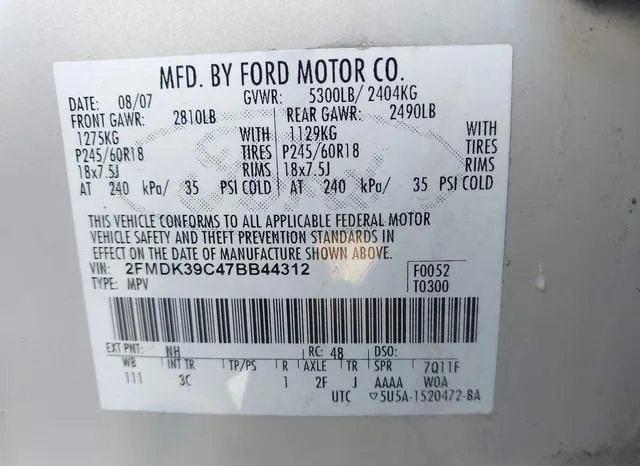 2FMDK39C47BB44312 2007 2007 Ford Edge- Sel Plus 9