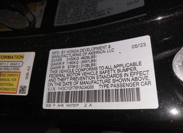 1HGCY2F76PA034066 2023 2023 Honda Accord- Hybrid Sport-L 9