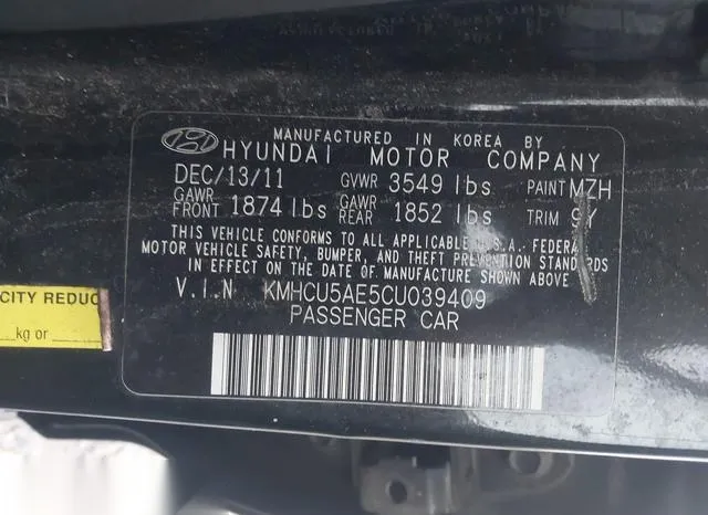 KMHCU5AE5CU039409 2012 2012 Hyundai Accent- SE 9