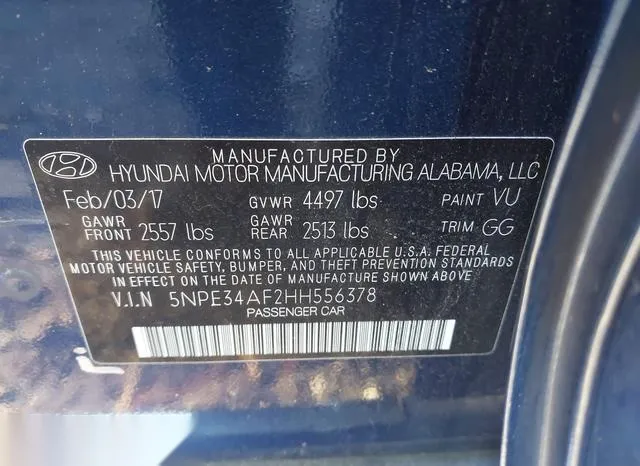 5NPE34AF2HH556378 2017 2017 Hyundai Sonata- Sport 9