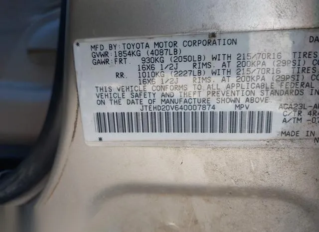 JTEHD20V640007874 2004 2004 Toyota RAV4 9