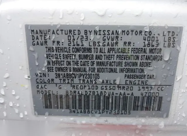 3N1AB8CV1PY230105 2023 2023 Nissan Sentra- Sv Xtronic Cvt 9