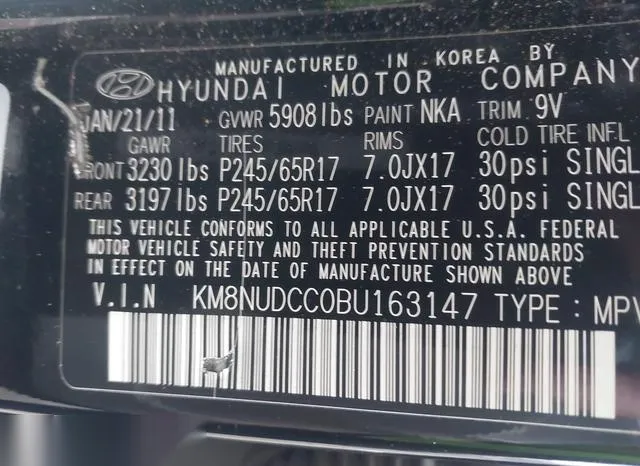 KM8NUDCC0BU163147 2011 2011 Hyundai Veracruz- Gls 9