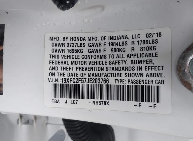 19XFC2F57JE203766 2018 2018 Honda Civic- LX 9