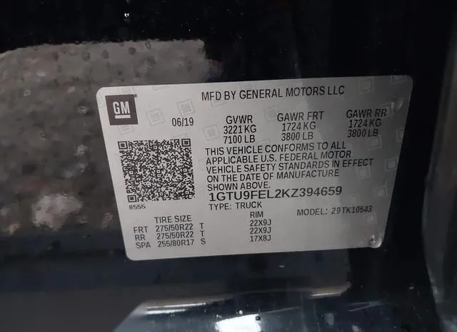 1GTU9FEL2KZ394659 2019 2019 GMC Sierra- 1500 Denali 9