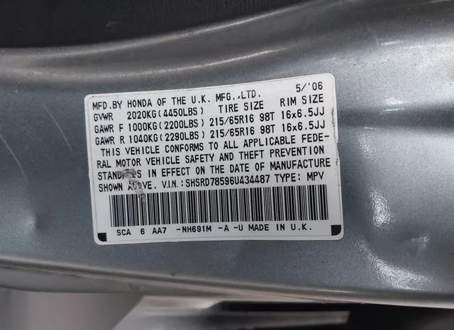 SHSRD78596U434487 2006 2006 Honda CR-V- LX 9