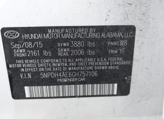 5NPDH4AE6GH757106 2016 2016 Hyundai Elantra- SE 9