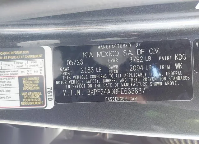 3KPF24AD8PE635837 2023 2023 KIA Forte- Lxs 9