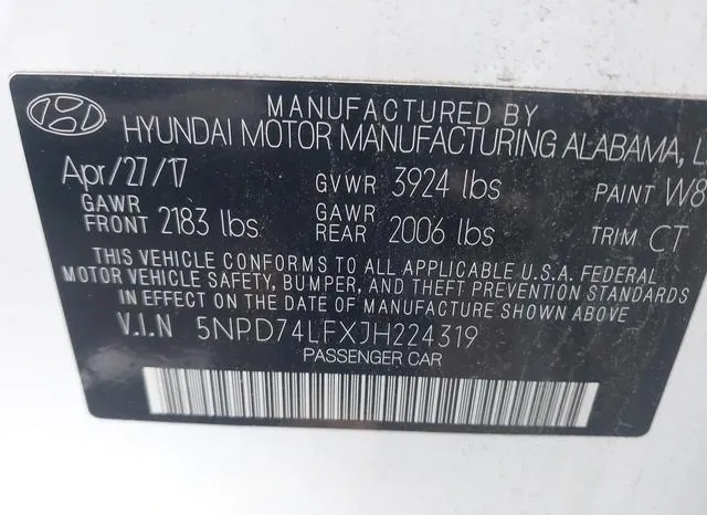 5NPD74LFXJH224319 2018 2018 Hyundai Elantra- SE 9