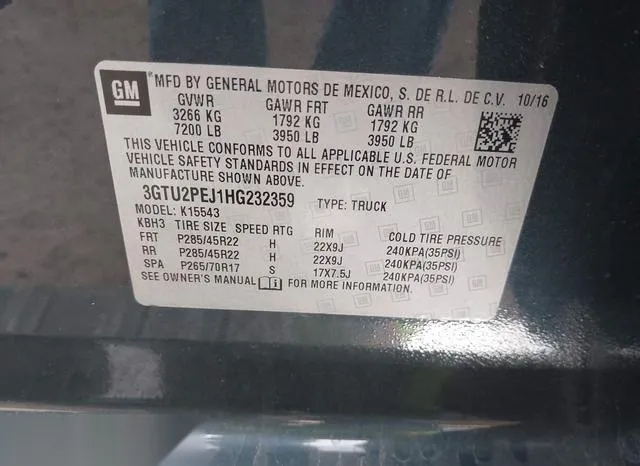 3GTU2PEJ1HG232359 2017 2017 GMC Sierra- 1500 Denali 9