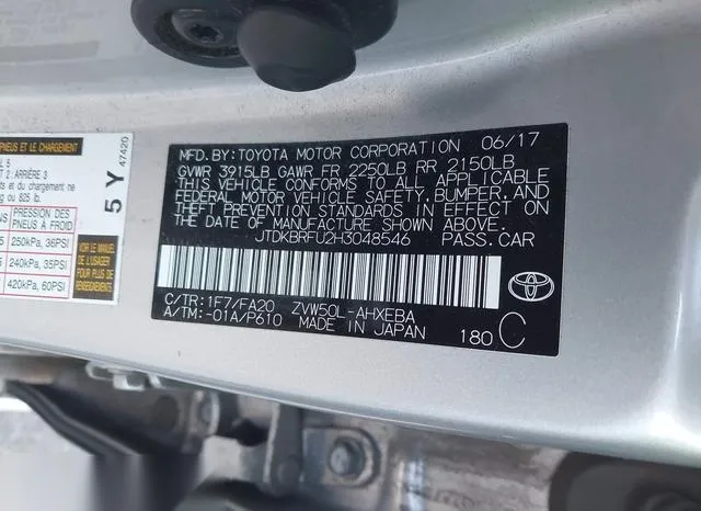 JTDKBRFU2H3048546 2017 2017 Toyota Prius- Two 9