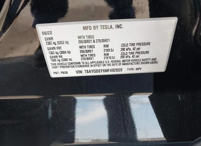 7SAYGDEF6NF492659 2022 2022 Tesla Model Y- Performance Dual 9