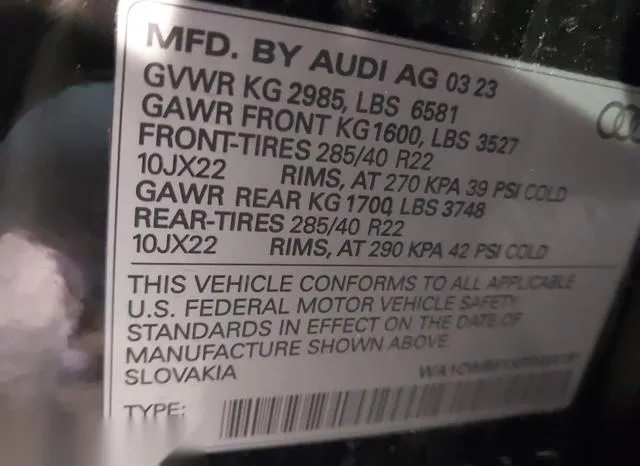 WA1CWBF1XPD024181 2023 2023 Audi SQ8- Prestige Tfsi Quattro 9