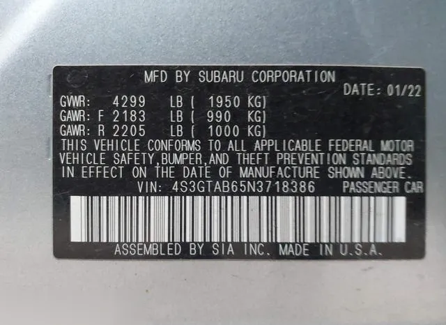 4S3GTAB65N3718386 2022 2022 Subaru Impreza- Base 5-Door 9