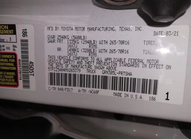 5TFCZ5AN4MX265379 2021 2021 Toyota Tacoma- Trd Off-Road 9