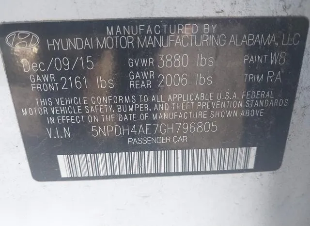 5NPDH4AE7GH796805 2016 2016 Hyundai Elantra- SE 9