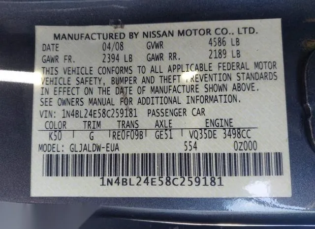 1N4BL24E58C259181 2008 2008 Nissan Altima- 3-5 SE 9