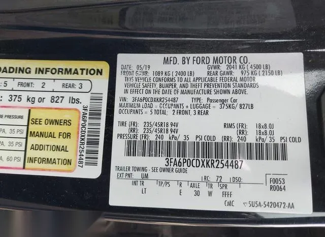 3FA6P0CDXKR254487 2019 2019 Ford Fusion- Sel 9