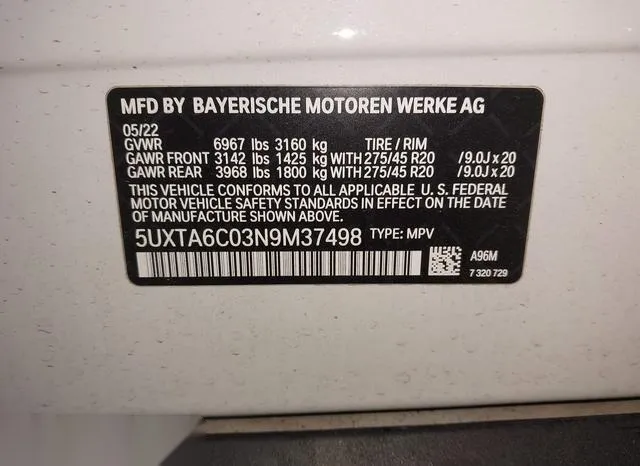 5UXTA6C03N9M37498 2022 2022 BMW X5 Phev- Xdrive45E 9