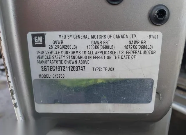 2GTEC19T211268747 2001 2001 GMC Sierra- 1500 Sle 9