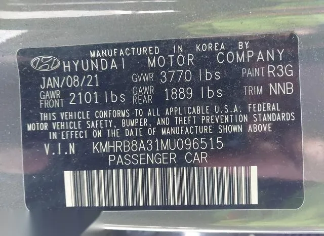 KMHRB8A31MU096515 2021 2021 Hyundai Venue- SE 9