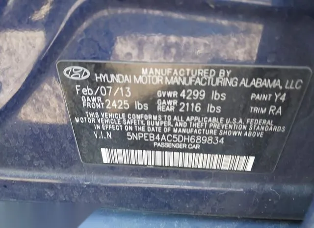 5NPEB4AC5DH689834 2013 2013 Hyundai Sonata- Gls 9