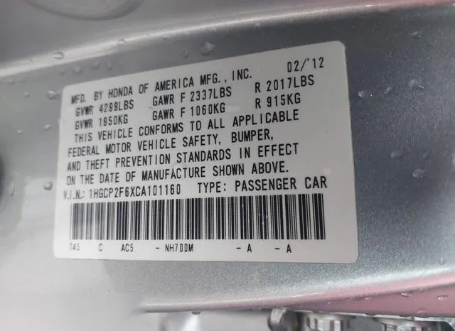 1HGCP2F6XCA101160 2012 2012 Honda Accord- 2-4 SE 9