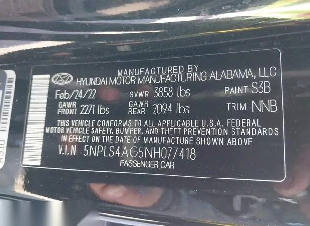 5NPLS4AG5NH077418 2022 2022 Hyundai Elantra- Sel 9