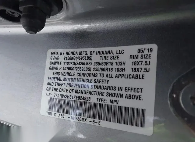 7FARW2H81KE024828 2019 2019 Honda CR-V- Ex-L 9