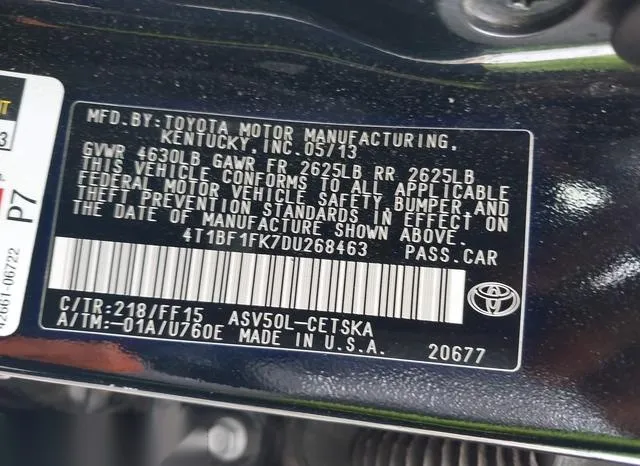 4T1BF1FK7DU268463 2013 2013 Toyota Camry- SE 9