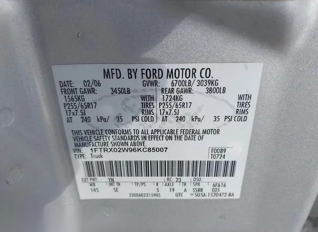 1FTRX02W96KC85007 2006 2006 Ford F-150- Stx/Xlt 9