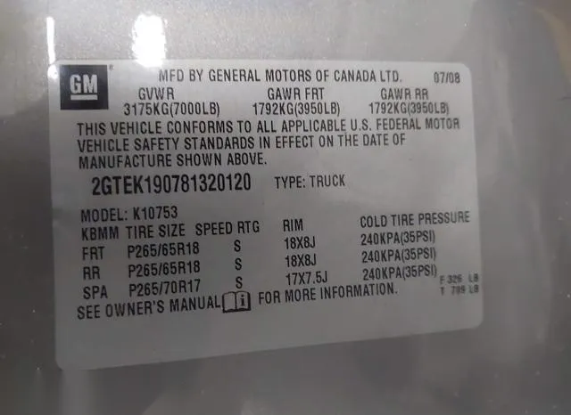 2GTEK190781320120 2008 2008 GMC Sierra- 1500 Sle2 9