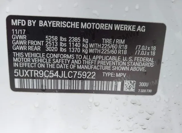 5UXTR9C54JLC75922 2018 2018 BMW X3- Xdrive30I 9