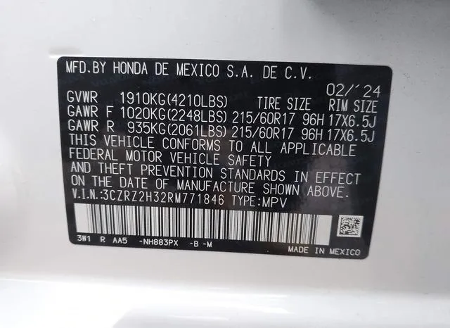 3CZRZ2H32RM771846 2024 2024 Honda HR-V- Awd Lx 9