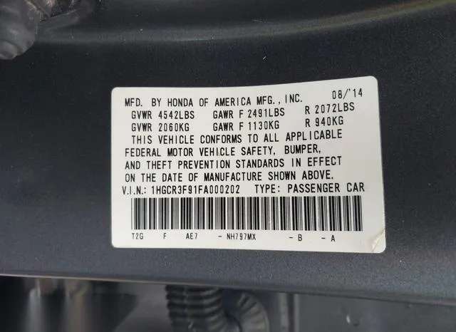 1HGCR3F91FA000202 2015 2015 Honda Accord- Touring 9