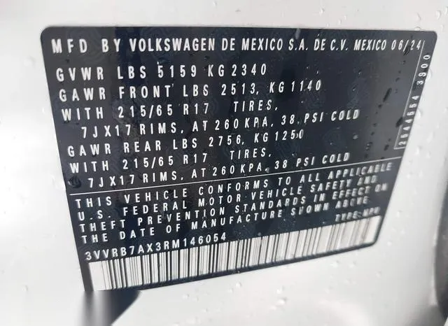 3VVRB7AX3RM146054 2024 2024 Volkswagen Tiguan- 2-0T S 9