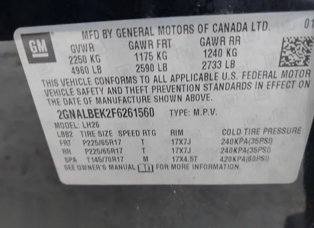 2GNALBEK2F6261560 2015 2015 Chevrolet Equinox- 1LT 9