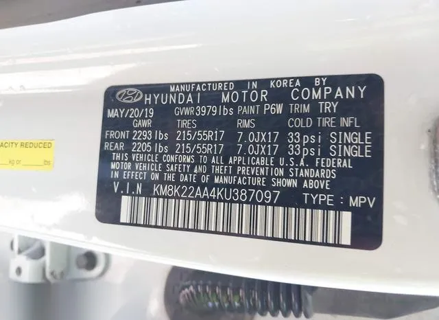 KM8K22AA4KU387097 2019 2019 Hyundai Kona- Sel 9