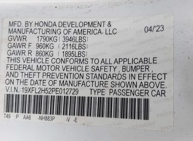 19XFL2H52PE012729 2023 2023 Honda Civic- LX 9