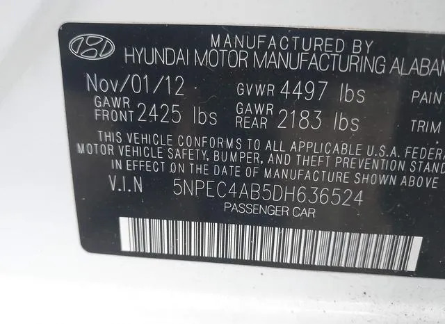 5NPEC4AB5DH636524 2013 2013 Hyundai Sonata- Limited 2-0T 9