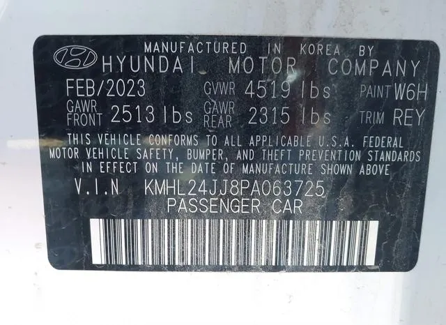 KMHL24JJ8PA063725 2023 2023 Hyundai Sonata- Hybrid Blue 9