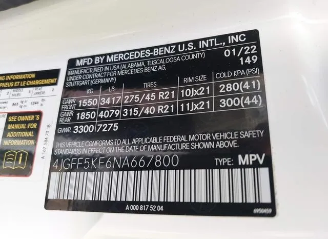 4JGFF5KE6NA667800 2022 2022 Mercedes-Benz GLS 450- 4Matic 9