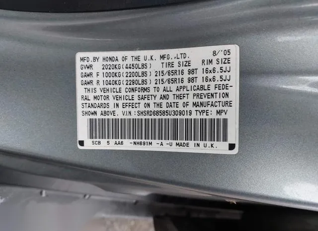 SHSRD68585U309019 2005 2005 Honda CR-V- LX 9