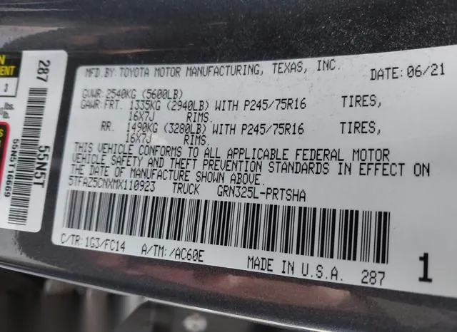 5TFAZ5CNXMX110923 2021 2021 Toyota Tacoma- Sr5 V6 9