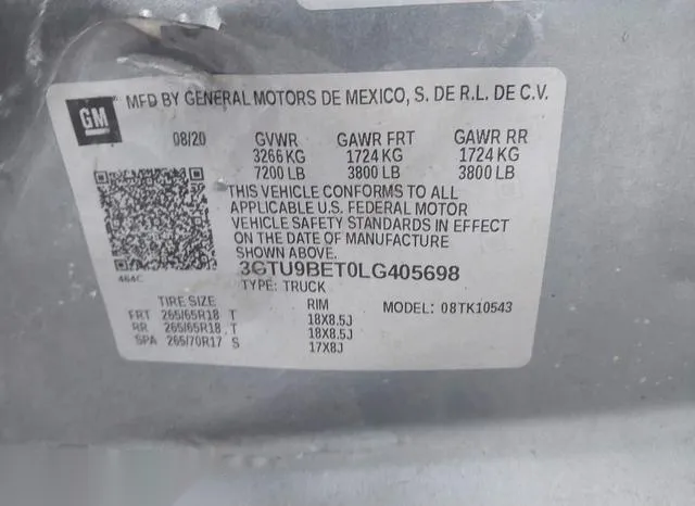 3GTU9BET0LG405698 2020 2020 GMC Sierra- 1500 4Wd  Short Box 9